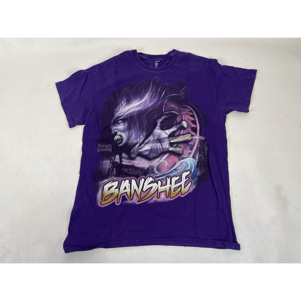 Vintage Kings Island Banshee Short Sleeve T Shirt Adult‎ S Purple Roller Coaster